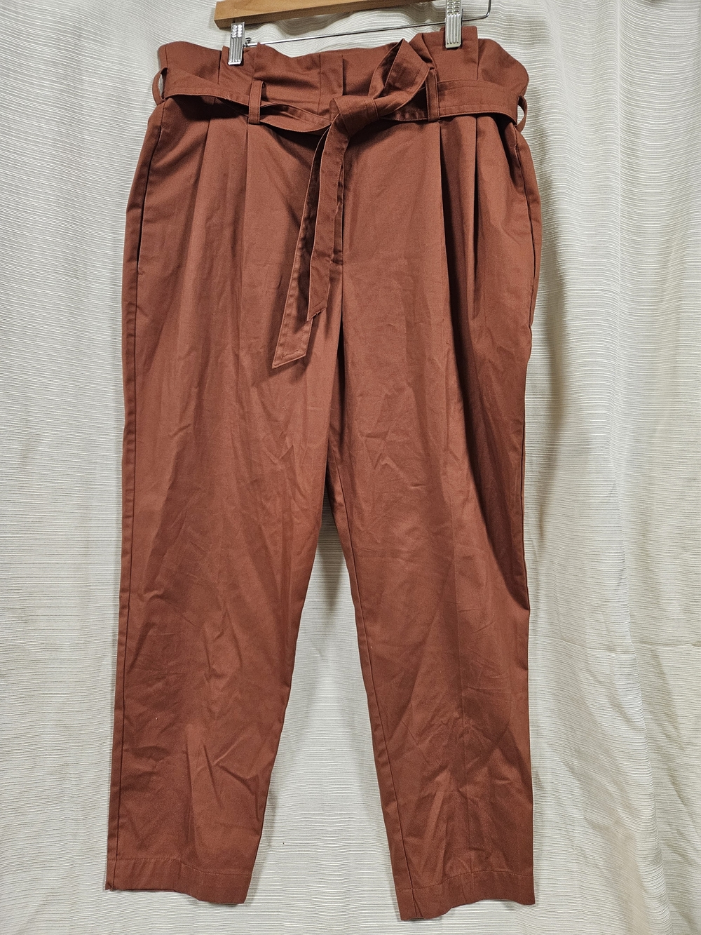 Prologue Rust Orane Tapered Waist Pants with Tie Belt Size 14